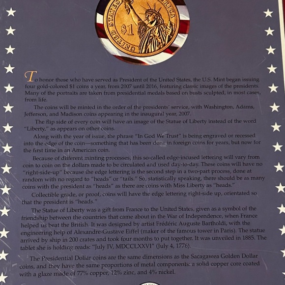 U.S. Presidential Dollars Deluxe Coin Collector's Album with 48-Page Book - Picture 15 of 15